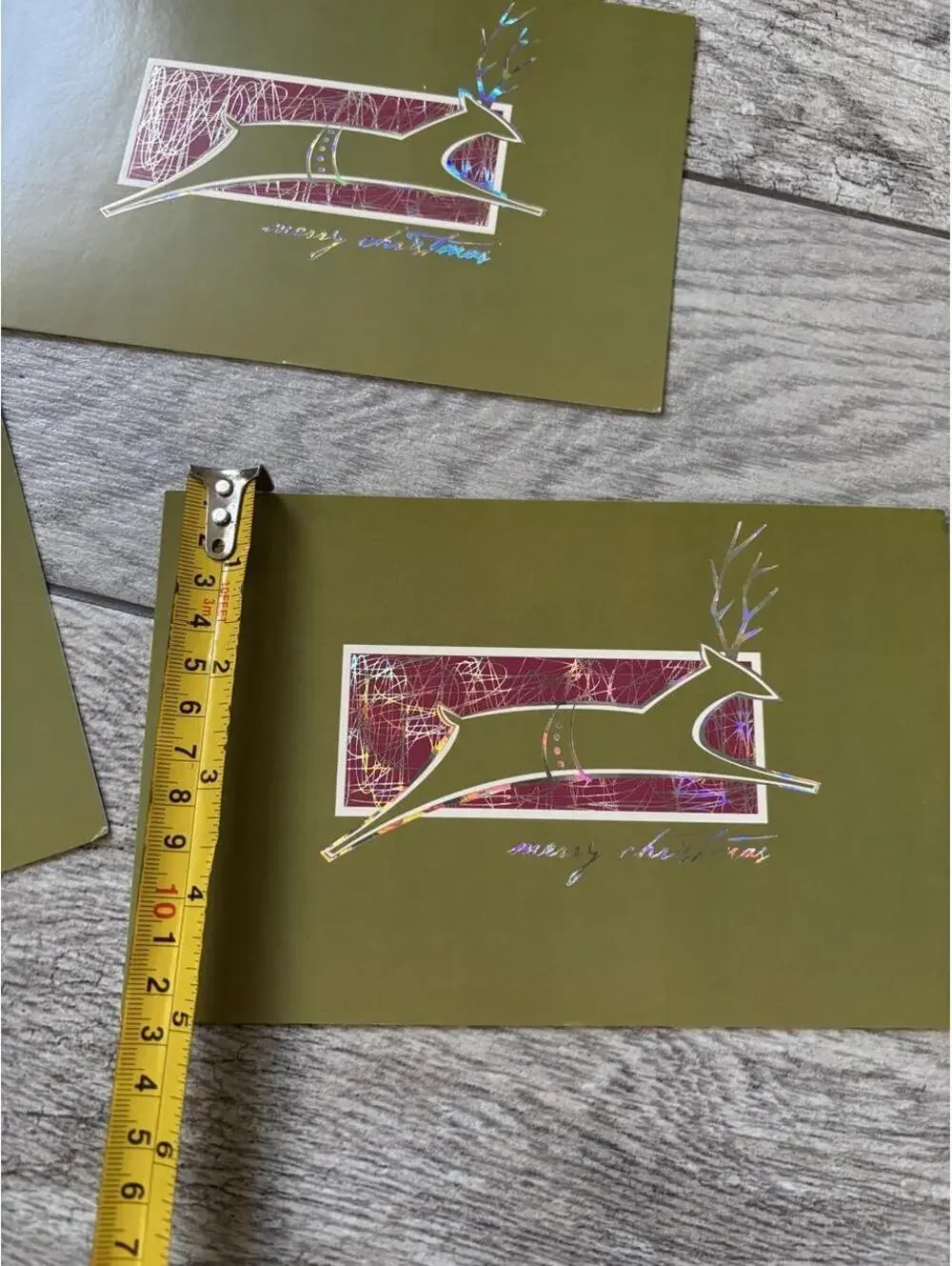 Vintage Modern Reindeer Christmas Cards Set of 7 Holographic Foil